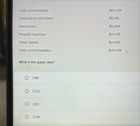 \ table [ [ Total current assets,$ 6 2 , 3 0 1