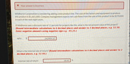 X Your arrower is incorrect. Widhorse Corporation