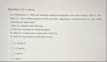 Question 1 ( 0 . 5 points ) As of December 3 1 ,