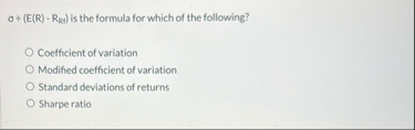 ( E ( R ) - R e d ) is the formula for which of