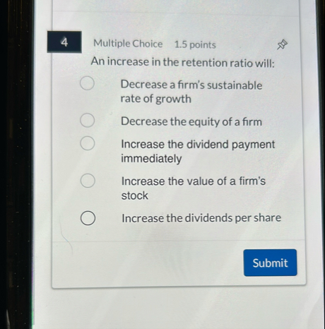 Multiple Choice 1 . 5 points An increase in the