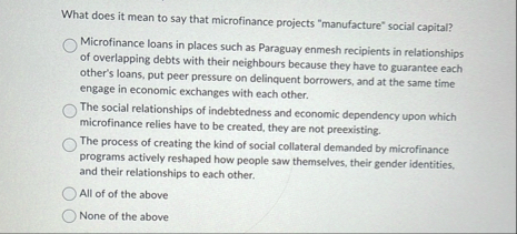 What does it mean to say that microfinance