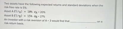 Two assets have the following expected returns