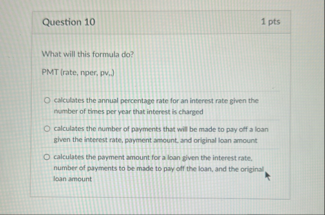 Question 1 0 1 pts What will this formula do ?