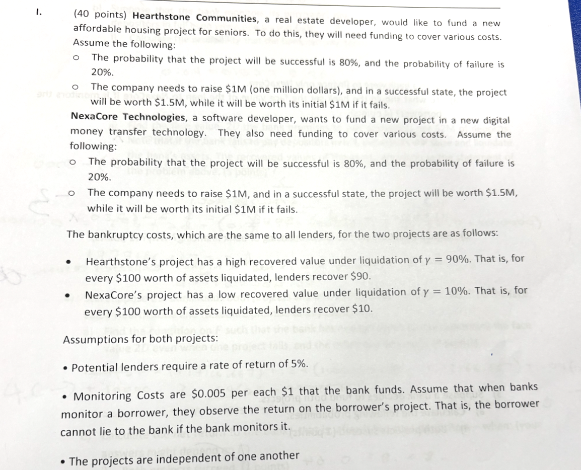 I. ( 4 0 points ) Hearthstone Communities, a real