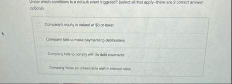 Under which conditions is a delault event