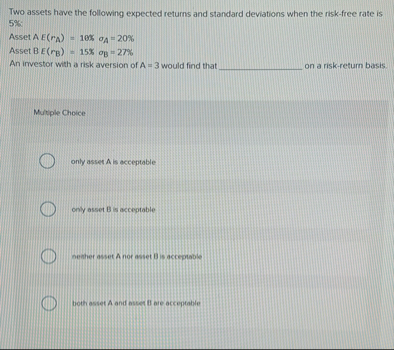 Two assets have the following expected returns