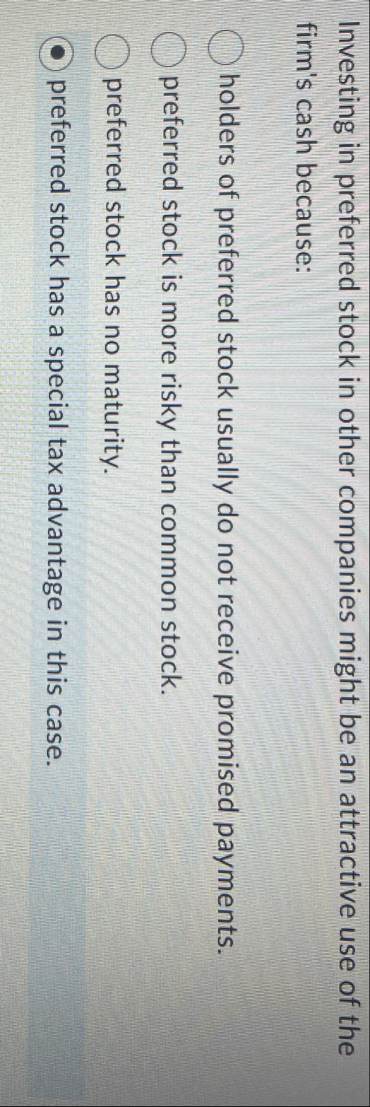 Investing in preferred stock in other companies