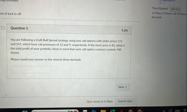 Time Elapsed: Hide Time est of luck to all! 1 3