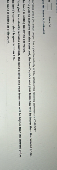 ts Score / 4 pler MC , Section . 0 4 , Problem 0