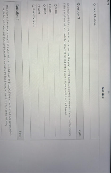 Aar 1 8 Take Quiz None of the above. Question 3 2