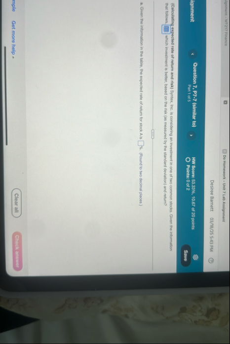 ignment - MT 2 1 7 Finance Do Homework - Unit 7