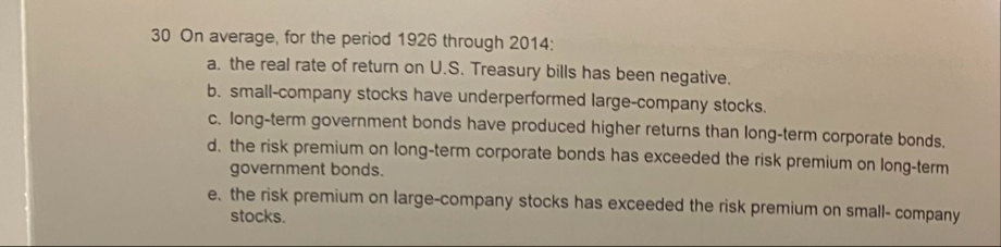 3 0 On average, for the period 1 9 2 6 through 2