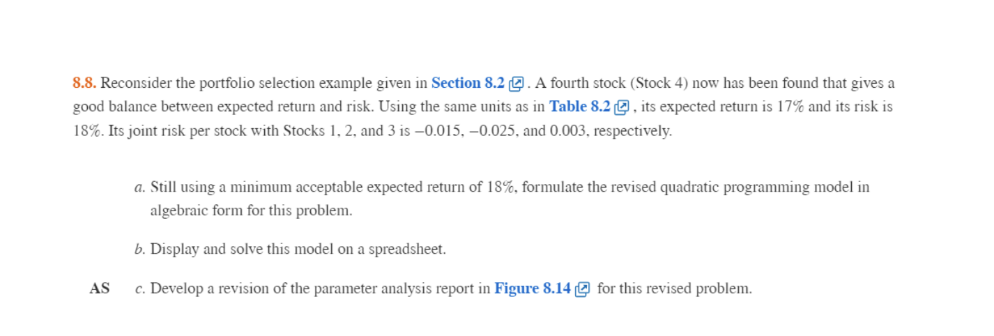 8 . 8 . Reconsider the portfolio selection
