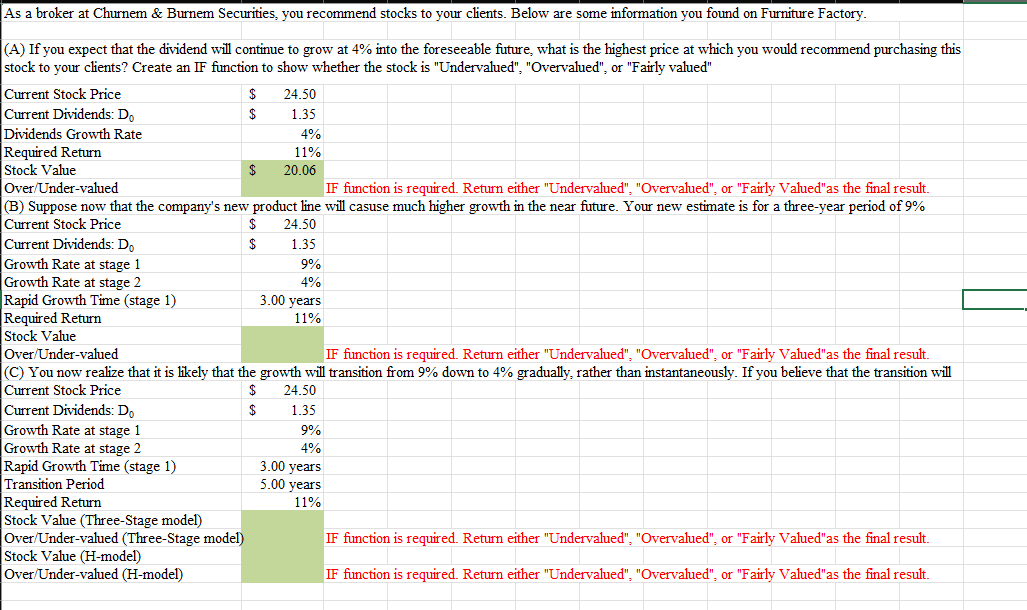 A ) If you expect that the dividend will continue