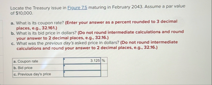 Locate the Treasury issue in Eigure 7 . 5