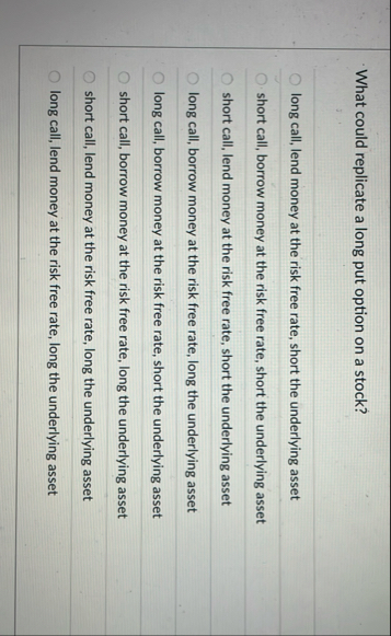 What could replicate a long put option on a