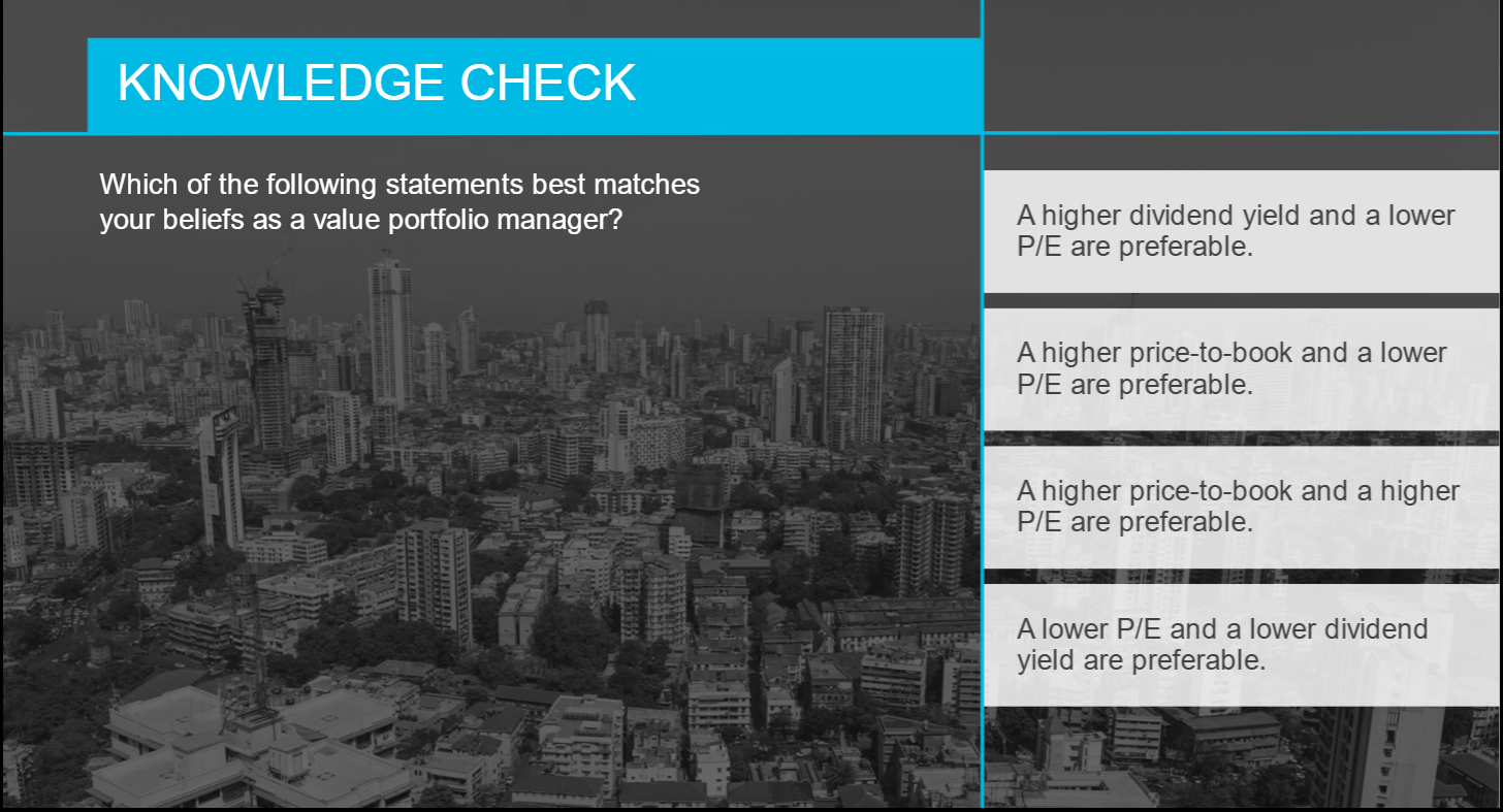 A higher dividend yield and a lower P / E are