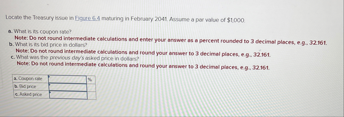 Locate the Treasury issue in Figure 6 . 4