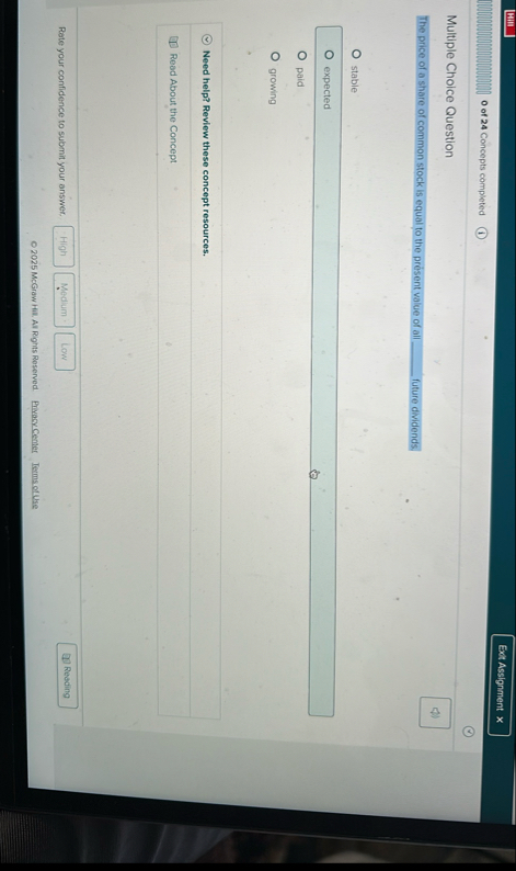 [ 1 IIT 0 of 2 4 Concepts completed Multiple