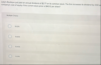company's cost of equity if the current stock