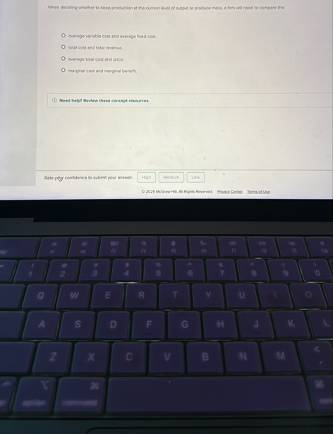 When deciding whether to keeg production st the