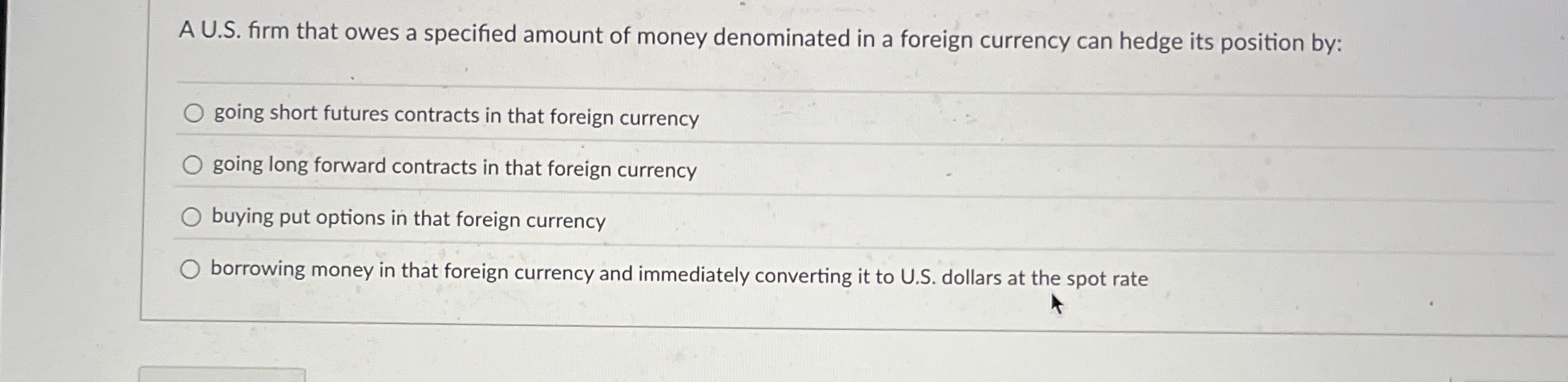 A U . S . firm that owes a specified amount of