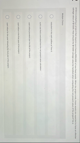 A firm is analyzing a project that requires