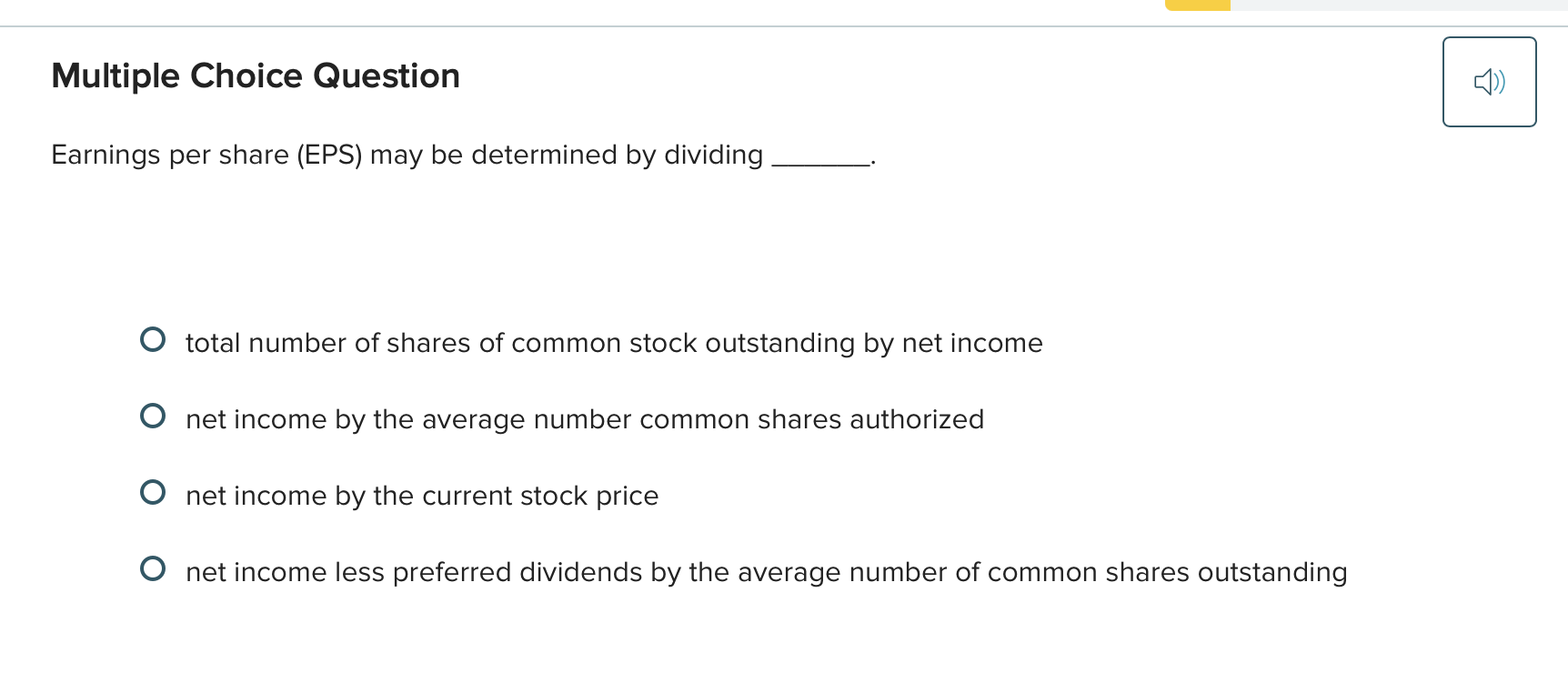 answer this Multiple Choice Question Earnings per