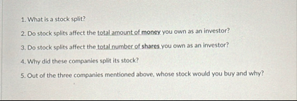 What is a stock split? Do stock splits affect the