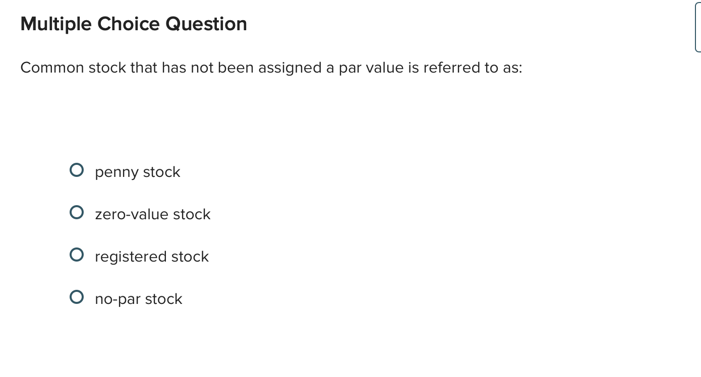 answer this Multiple Choice Question Common stock