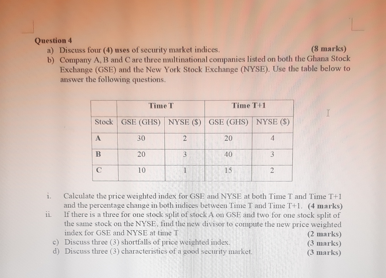 Question 4 a ) Discuss four ( 4 ) uses of