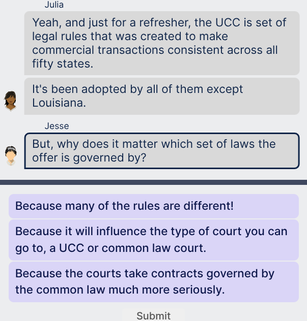 pick the correct option Julia Yeah, and just for