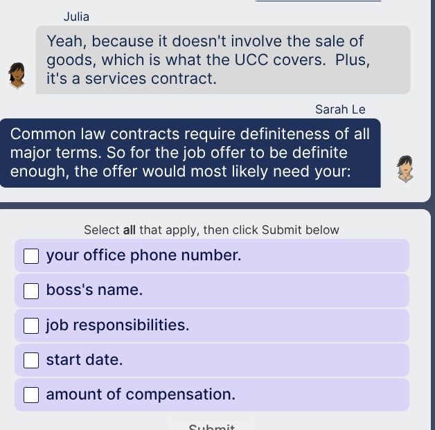 pick the correct option Julia Yeah, because it