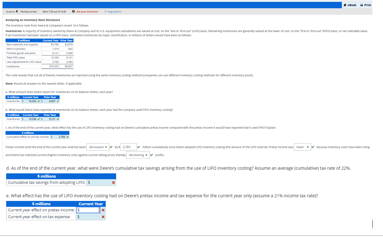 eBook & Print Question 4 Partially correct Mark