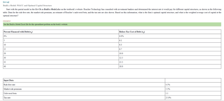 ( r 2 - 3 4 ) Build a Model! WACC and Optimal
