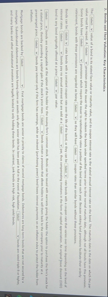 Honds and Their Valuations Key Characteristics