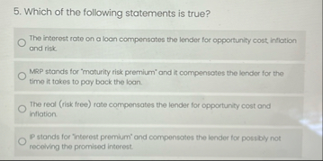 Which of the following statements is true? The