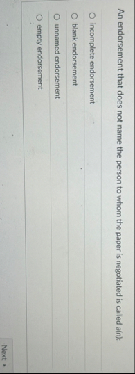 An endorsement that does not name the person to