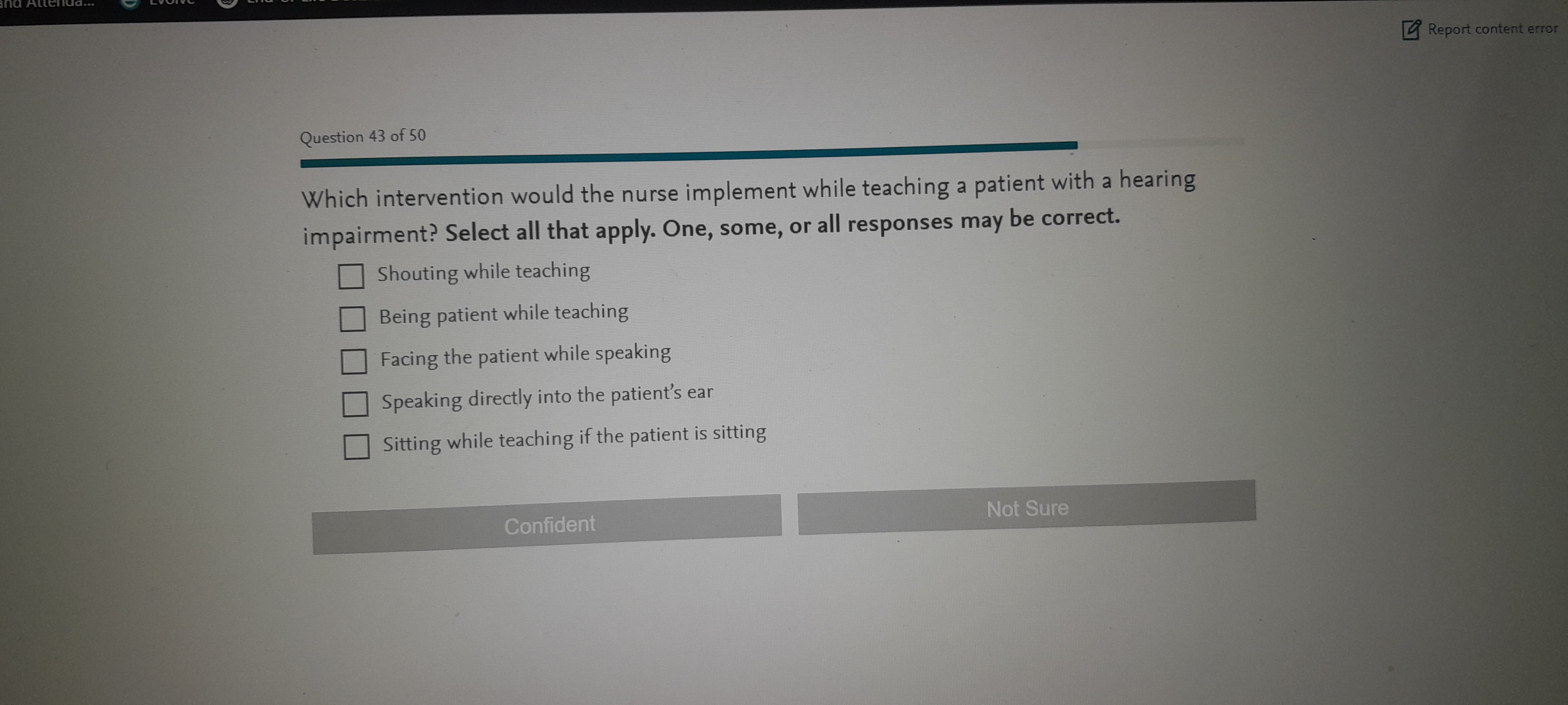 A Report content error Question 43 of 50 Which