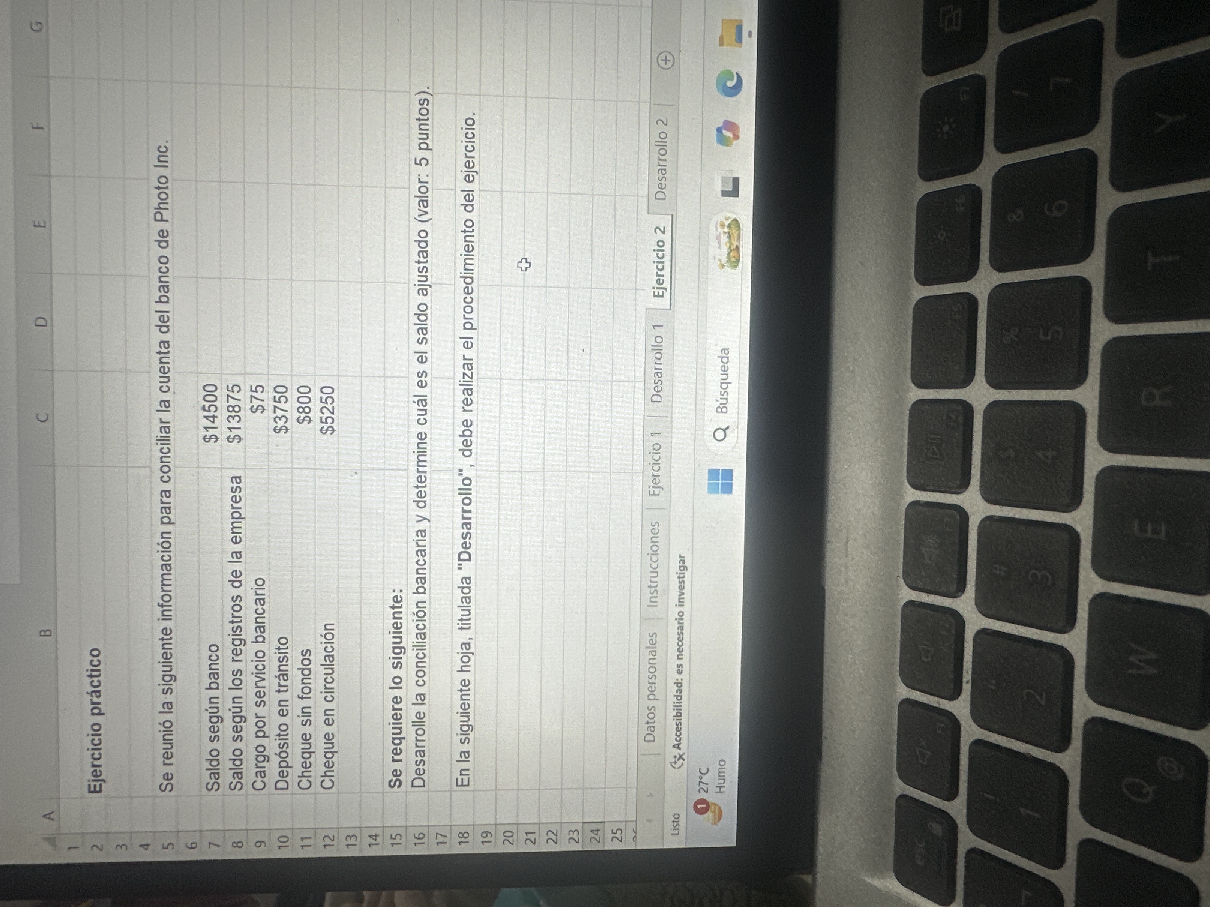 Desarrollar la conciliacin bancario y determine