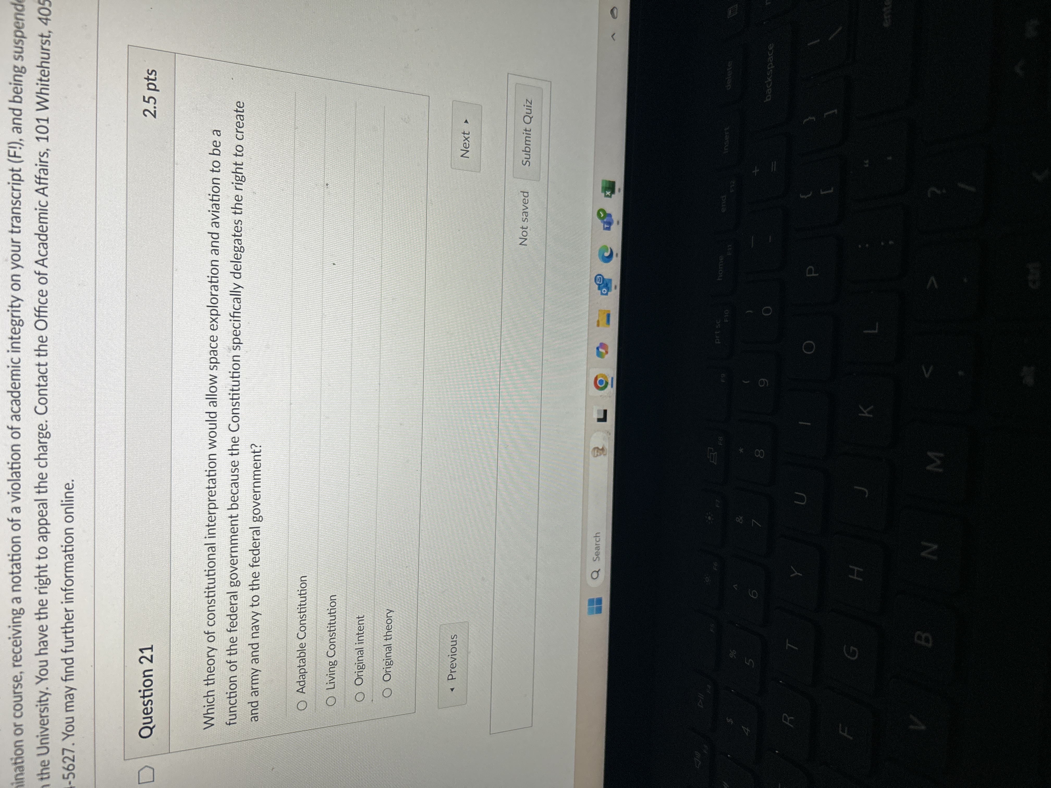 Answer question ination or course, receiving a