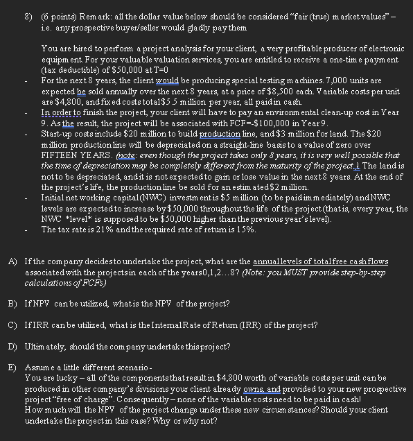 Remark: all the dollar value below should be