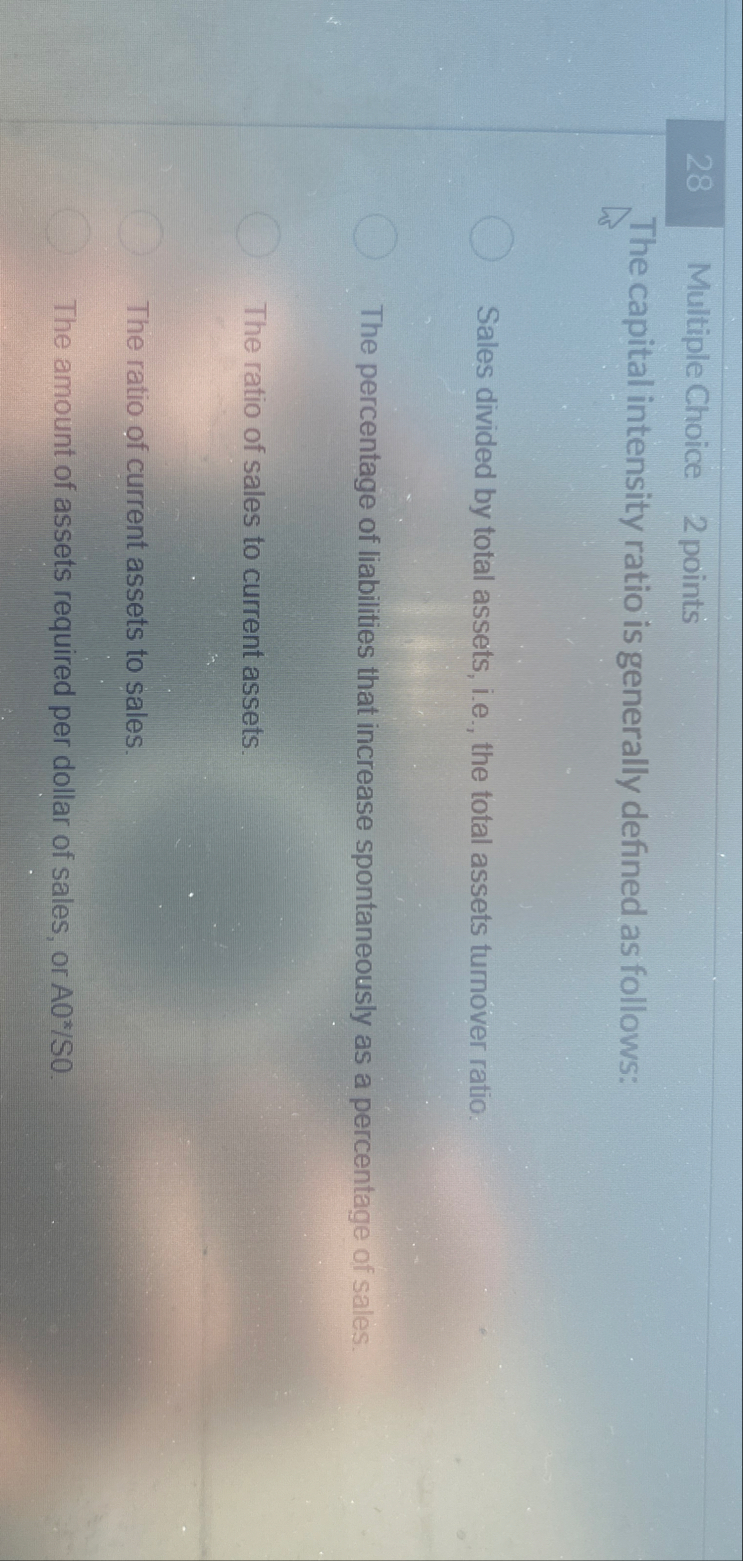 2 8 Multiple Choice 2 points The capital