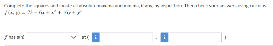 answer this Complete the squares and locate all