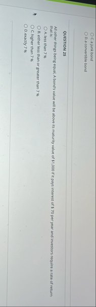 C . a junk bond 0 . aconvertible bond QUESTION 2