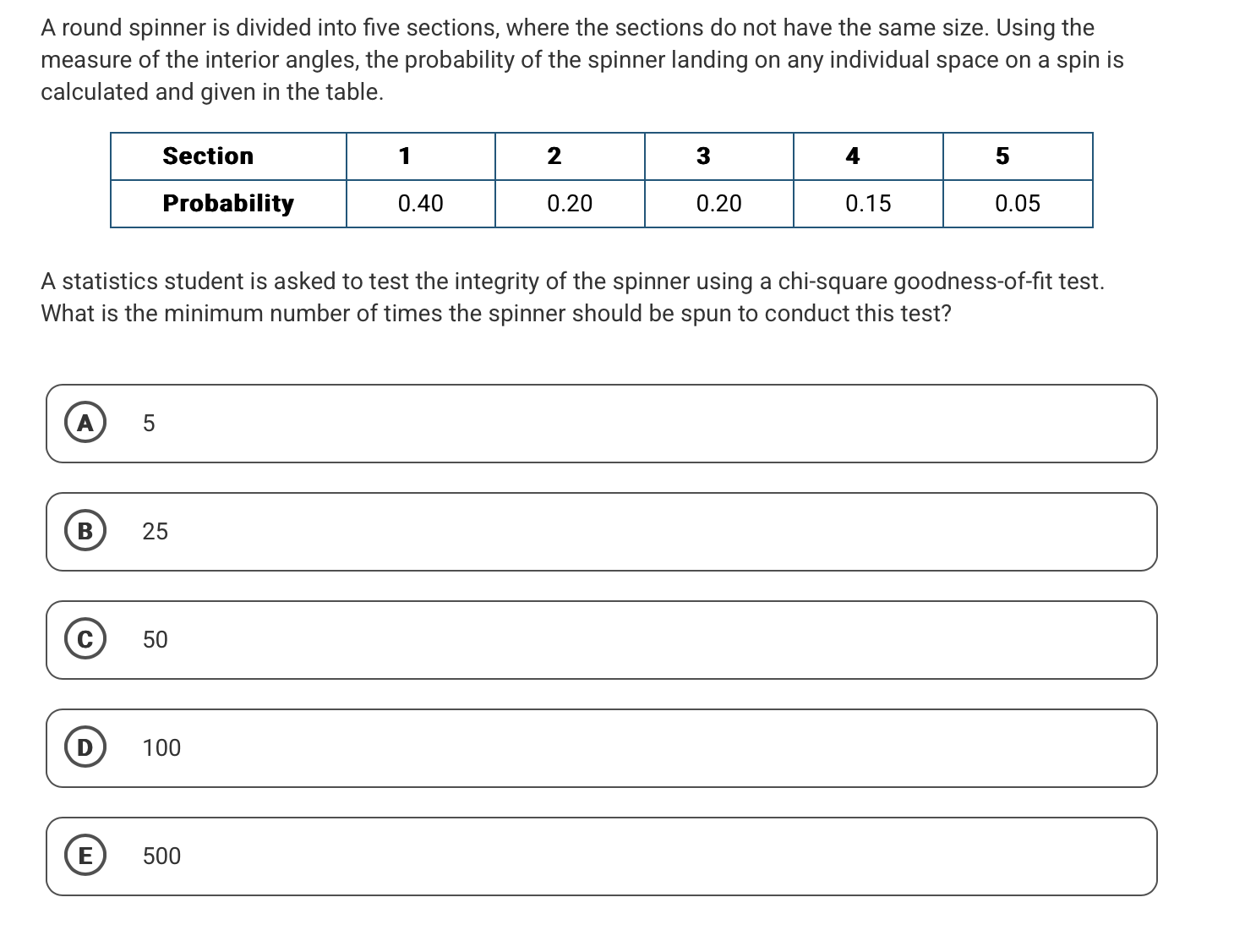 key A round spinner is divided into five
