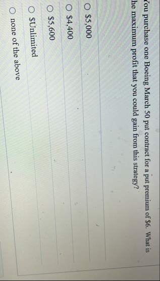 Kou purchase one Boeing March 5 0 put contract