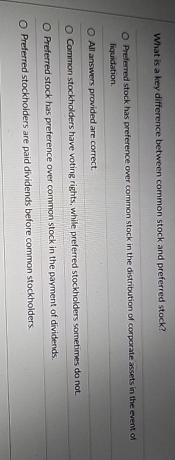 What is a key difference between common stock and