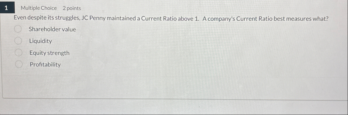 1 Multiple Choice 2 points Even despite its